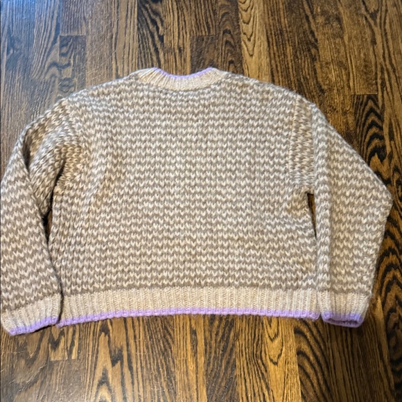 XiRENA Beige and Lavender Crew Neck Sweater - Picture 7 of 12